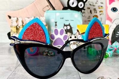 The Cat Lady - Sunglasses, Barettes, Zipper Pouch, Key Chain, Wood Clips, Stickers, Cat Collars, Original Art ACEO, Socks, Eye Mask 