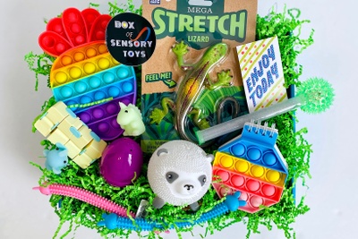 Stretch Lizard, Carrot Bubble Popper, Woo Puff Animal, Bubble Pop Notepad, Infinity Cube, Egg, Mochis, Stretchy Bunny, LED Cosmic Ray Wand