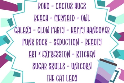 Box Themes -Boho.- Cactus Hugs - Beach - Mermaid - Owl - Galaxy - Glow Party - Happy Hangover - Punk Rock - Beauty - Art & Expression 
