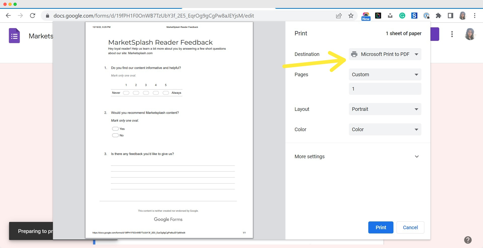 How To Print Google Forms