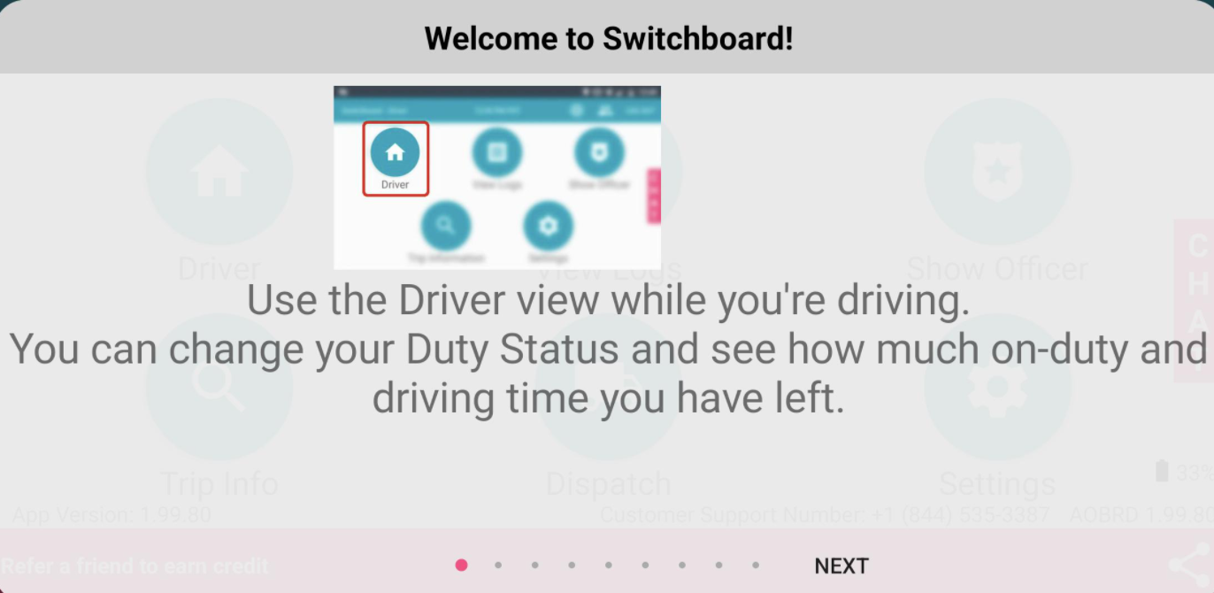 Logging into the Switchboard Driver Application