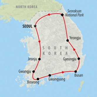 tourhub | On The Go Tours | Spectacular South Korea 5 star - 12 days | Tour Map