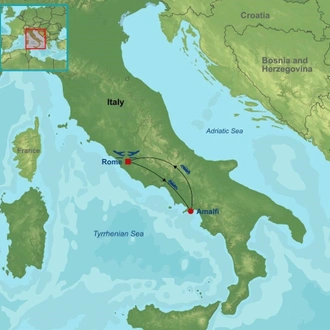 tourhub | Indus Travels | Iconic Rome and Amalfi | Tour Map