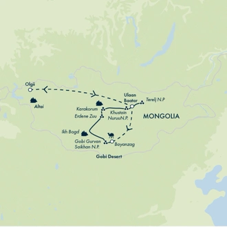 tourhub | Exodus | Mongolia Golden Eagle Festival | Tour Map