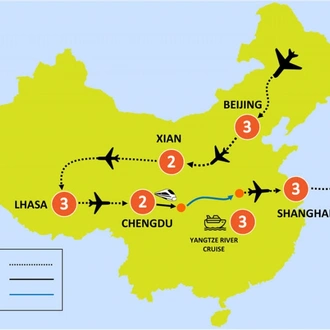 tourhub | Tweet World Travel | 17-Day Captivating China & Tibet Luxury Tour | Tour Map