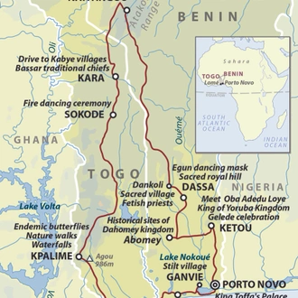 tourhub | Wild Frontiers | Togo & Benin: Voodoo Explorer | Tour Map