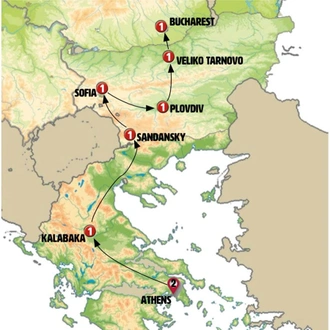 tourhub | Europamundo | From Athens to Bucharest | Tour Map