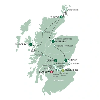 tourhub | Brendan Vacations | Highland Trail inspired by Outlander | Tour Map