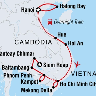 tourhub | Intrepid Travel | Vietnam & Cambodia Real Food Adventure | Tour Map