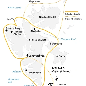 tourhub | Quark Expeditions | Spitsbergen Circumnavigation: A Rite of Passage | Tour Map