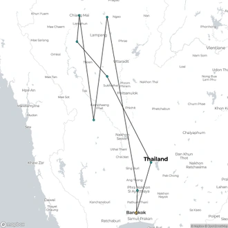 tourhub | Destination Services Thailand | Trails and Gems of Siam, Small Group Tour | Tour Map