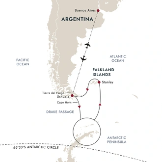 tourhub | HX Hurtigruten Expeditions | Antarctica & Falkland Expedition | Tour Map