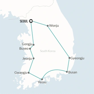 tourhub | Bamba Travel | South Korea Circle Adventure 5D/4N | Tour Map