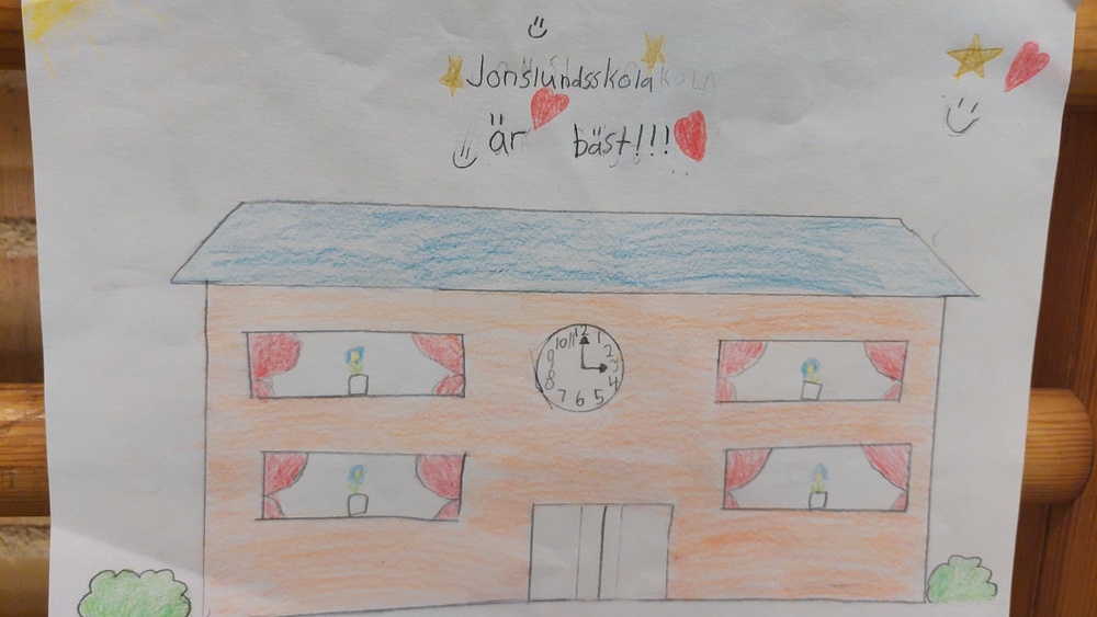 Teckning av Jonslunds nya skola