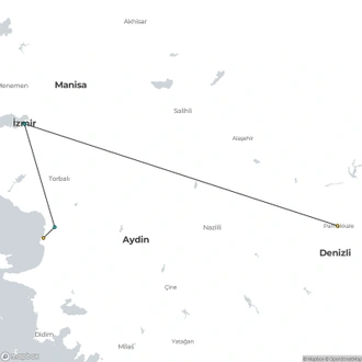 tourhub | Curio Travel | 2 Days Mini Group Ephesus & Pamukkale Tour from Izmir | Tour Map