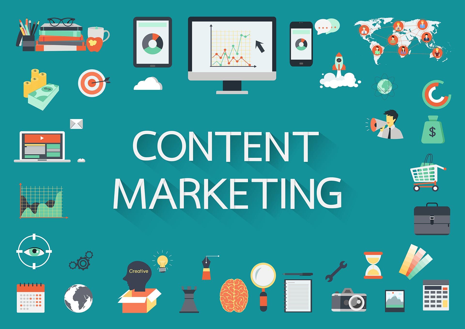 many items that go into the creative process of content marketing