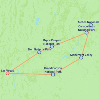 tourhub | On The Go Tours | Super Southwest USA (Camping) - 7 days | Tour Map