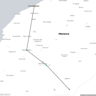 tourhub | Morocco Premium Tours | Desert Dream: A 4-Day Moroccan Journey from Casablanca to M’Hamid | Tour Map