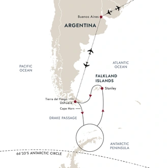 tourhub | HX Hurtigruten Expeditions | Antarctica & Falkland Expedition (Flight Included) | Tour Map