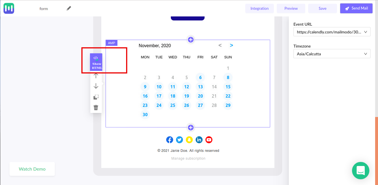 Integrate your Calendly Calendar in Mailmodo templates