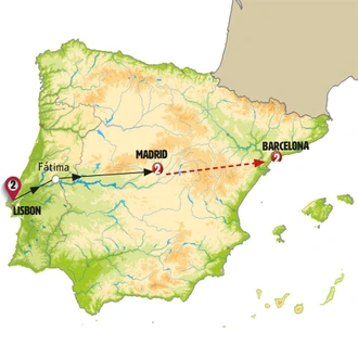 tourhub | Europamundo | Lisbon, Madrid and Barcelona | Tour Map