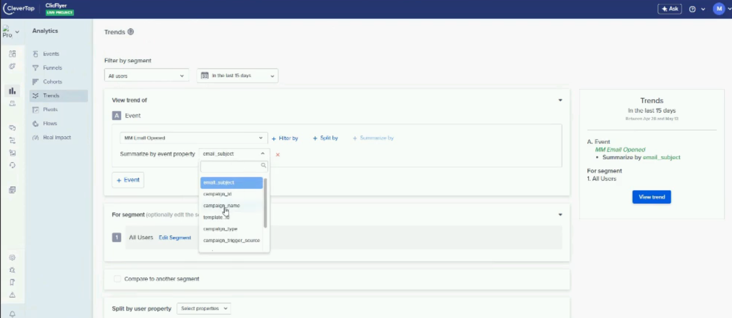 How to create Mailmodo events dashboard on clevertap