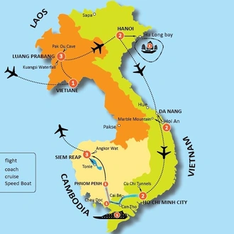 tourhub | Tweet World Travel | 18-Day Best Of Indochina Tour | Tour Map