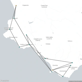 tourhub | The Natural Adventure | Cycling the Cilento Coast | Tour Map