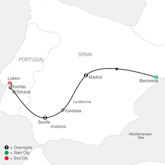 tourhub | Globus | Highlights of Spain and Portugal | Tour Map