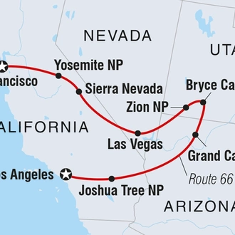 tourhub | Intrepid Travel | Real San Francisco to LA  | Tour Map