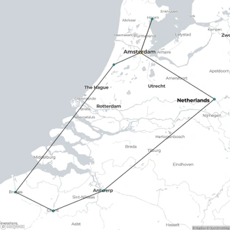 tourhub | Riviera Travel | Bruges, Medieval Flanders, Amsterdam & The Dutch Bulbfields - MS Emily Brontë | Tour Map