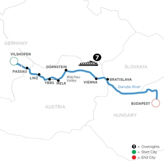 tourhub | Avalon Waterways | Danube Dreams (Eastbound) (Imagery II) | Tour Map