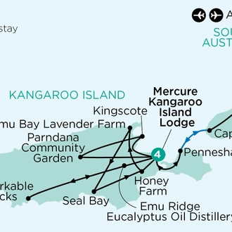 tourhub | APT | Private Gardens, Nature & Wildlife of Kangaroo Island | Tour Map