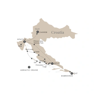 tourhub | Luxury Gold | Croatia & the Dalmatian Coast - Lower Deck | Tour Map