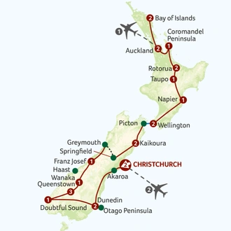 tourhub | Titan Travel | Great New Zealand Discovery | Tour Map