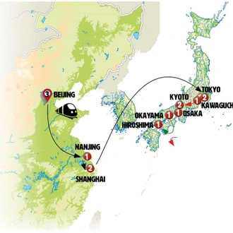 tourhub | Europamundo | Beijing, Shanghai and Essential Japan | Tour Map