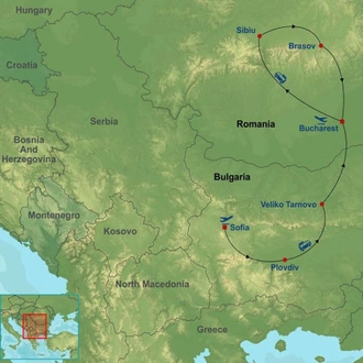 tourhub | Indus Travels | Best of Bulgaria and Romania | Tour Map