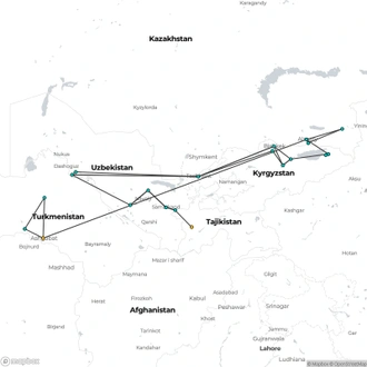 tourhub | Crooked Compass | Discovery Of Central Asia &#8211; 5 Stans | Tour Map