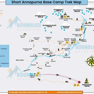 tourhub | Boundless Adventure P. Ltd. | Annapurna Base Camp Short Trek | Tour Map
