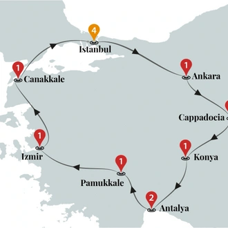 tourhub | Ciconia Exclusive Journeys | Splendours of Turkey Luxury Tour | Tour Map