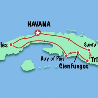 tourhub | Cuban Adventures | Original and Traditional Cuba | Tour Map