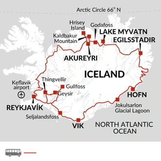 tourhub | Explore! | Icelandic Winter Adventure | Tour Map