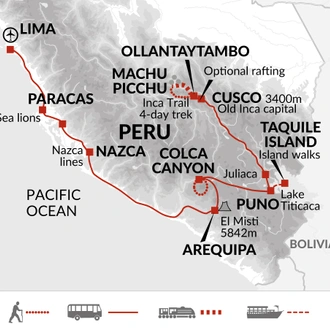 tourhub | Explore! | Peru In Depth and the Inca Trail | Tour Map
