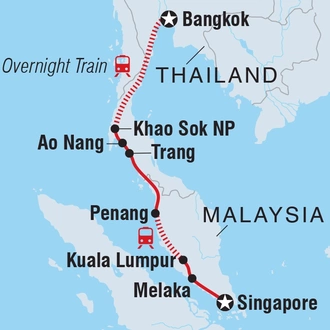 tourhub | Intrepid Travel | Bangkok to Singapore | Tour Map