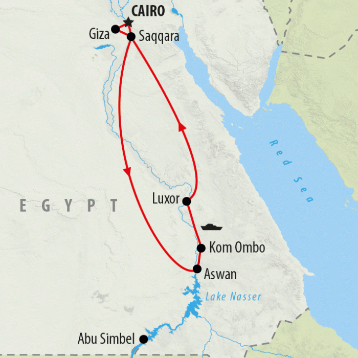 tourhub | On The Go Tours | King Tutankhamun with Cruise - 10 days | Tour Map