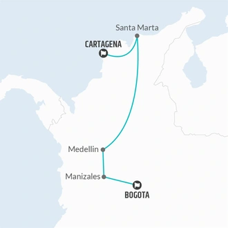 tourhub | Bamba Travel | Bogota to Cartagena Travel Pass | Tour Map