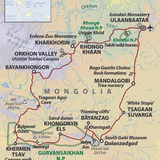 tourhub | Wild Frontiers | Mongolia: Land of the Great Khan | Tour Map