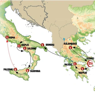 tourhub | Europamundo | Complete Greece To Sicily End Rome | Tour Map