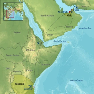 tourhub | Indus Travels | The Best of the UAE and Zanzibar | Tour Map