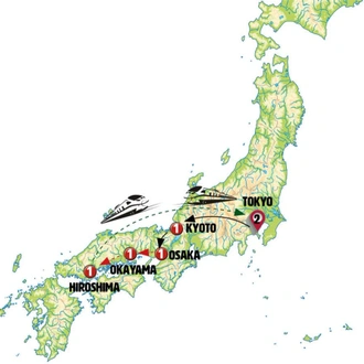 tourhub | Europamundo | Tokyo, Kyoto and Hiroshima | Tour Map
